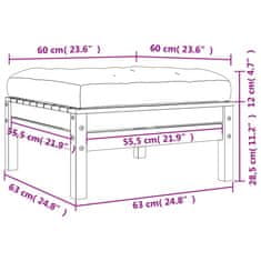 Vidaxl Vrtni stolček za noge z blazino impregnirana borovina