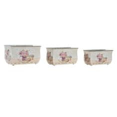 DKD Home Decor Komplet loncev DKD Home Decor Roza kovinski cvetovi Shabby Chic 31 x 18 x 17,5 cm