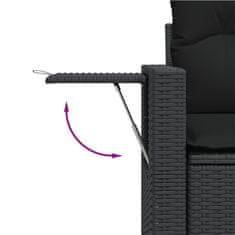 Greatstore Vrtna sedežna garnitura 4-delna z blazinami črna poli ratan