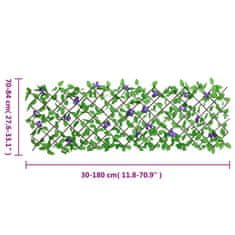 Vidaxl Umetni bršljan raztegljiva ograja 5 kosov zelena 180x70 cm