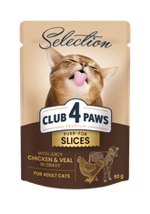 Club4Paws Premium Mokra hrana za mačke - Piščanec in telečje meso v omaki 12x80g