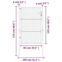 Vidaxl Vrtna vrata antracitna 105x175 cm jeklo