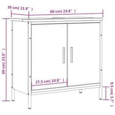 Vidaxl Omarica za umivalnik dimljeni hrast 60x30x60 cm inženirski les