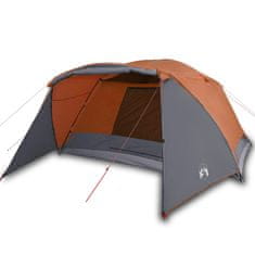 Vidaxl Družinski šotor za 6 oseb siv in oranžen vodoodporen