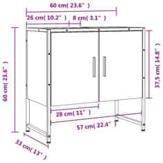 Vidaxl Omarica za umivalnik dimljeni hrast 60x33x60 cm inženirski les