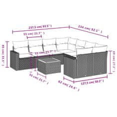 Vidaxl Vrtna garnitura 9-delna z blazinami bež poli ratan