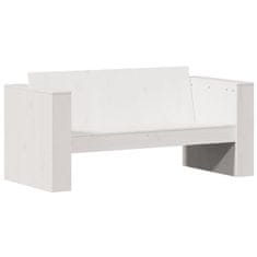 Greatstore Vrtni kavč dvosed bel 134x60x62 cm trdna borovina