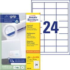 Avery Zweckform univerzalne etikete 3658-200, 64.6 x 33.8 mm, Ultragrip, 4800 + 480 brezplačnih etiket/zavitek, A4, za tiskanje