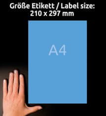 Avery Zweckform etikete 3471, 210 x 297 mm, modre, 100 etiket/zavitek, A4, za tiskanje