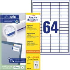 Avery Zweckform univerzalne etikete 3667-200, 48.5 x 16.9 mm, Ultragrip, 12800 + 1280 brezplačnih etiket/zavitek, A4, za tiskanje