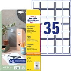 Avery Zweckform kvadratne etikete 6251-10, 35 x 35 mm, 350 etiket/zavitek, A4, za tiskanje