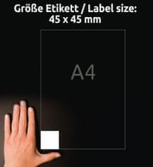 Avery Zweckform kvadratne etikete 6252-10, 45 x 45 mm, 200 etiket/zavitek, A4, za tiskanje