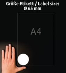 Avery Zweckform okrogle etikete 6227-10, premer 65 mm, 80 etiket/zavitek, A4, za tiskanje