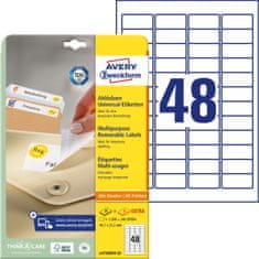 Avery Zweckform odstranljive etikete L4736REV-25, 45.7 x 21.2 mm, bele, 1200 + 240 brezplačnih etiket/zavite, A4, za tiskanje