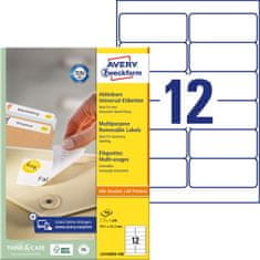 Avery Zweckform odstranljive etikete L4743REV-100, 99.1 x 42.3 mm, bele, 1200 etiket/zavitek, A4, za tiskanje