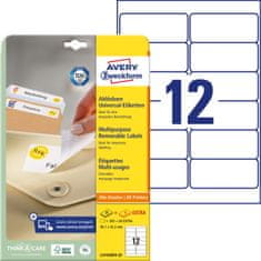 Avery Zweckform odstranljive etikete L4743REV-25, 99.1 x 42.3 mm, bele, 300 + 60 brezplačnih etiket/zavitek, A4, za tiskanje