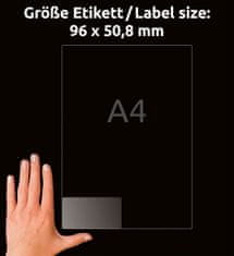 Avery Zweckform transparentne mat etikete J4722-25, 96 x 50.8 mm, za inkjet tiskalnike, A4, prozorne