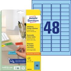 Avery Zweckform odstranljive etikete L6039-20, 45.7 x 21.2 mm, modre, 960 etiket/zavitek, A4, barvne nalepke za tiskanje