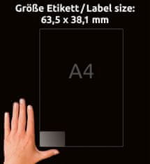 Avery Zweckform transparentne mat etikete J8560-25, 63.5 x 38.1 mm, A4, prozorne