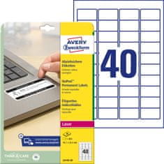 Avery Zweckform varovalne NoPeel etikete L6145-20, 45.7 x 25.4 mm, 800 etiket/zavitek, A4, za tiskanje