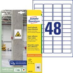 Avery Zweckform papirne etikete s super močnim lepilom L7873-20, 45.7 x 21.2 mm, 960 etiket/zavitek, A4