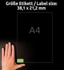 Avery Zweckform odstranljive etikete L4792-20, 38.1 x 21.2 mm, zelene, 1300 etiket/zavitek, A4, barvne nalepke za tiskanje