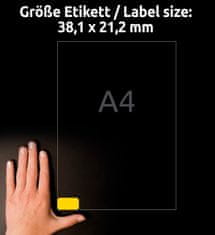 Avery Zweckform odstranljive etikete L4793-20, 38.1 x 21.2 mm, rumene, 1300 etiket/zavitek, A4, barvne nalepke za tiskanje