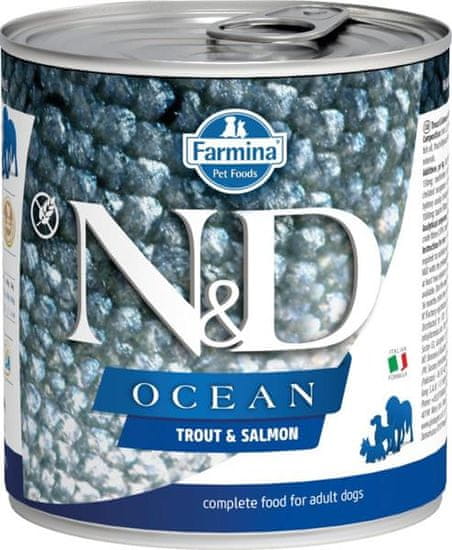 N&D OCEAN Dog cons. postrv in losos 285 g