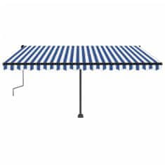 Vidaxl Prostostoječa ročno zložljiva tenda 450x300 cm modra/bela