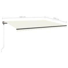 Vidaxl Ročno zložljiva tenda z LED lučkami 500x300 cm krem