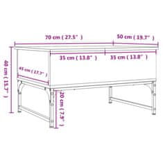 Vidaxl Klubska mizica črna 70x50x40 cm inženirski les in kovina