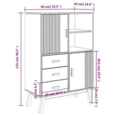 Vidaxl Visoka komoda OLDEN rjava 85x43x125 cm trdna borovina