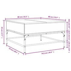 Vidaxl Klubska mizica sonoma hrast 80x80x50 cm inžen. les in kovina