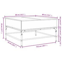 Vidaxl Klubska mizica dimljeni hrast 80x80x45 cm inž. les in kovina