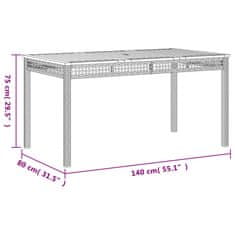 Vidaxl Vrtna miza črna 140x80x75 cm poli ratan in akacijev les