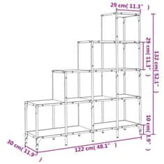 Greatstore Knjižna omara črna 122x30x132 cm inženirski les in kovina