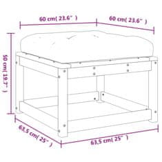 Vidaxl Vrtni stolček za noge z blazino trdna borovina