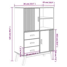 Vidaxl Visoka komoda OLDEN bela in rjava 85x43x125 cm trdna borovina