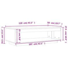 Greatstore Klubska mizica voščeno rjava 110x50x33,5 cm trdna borovina