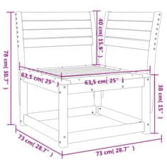 Vidaxl Vrtni kotni kavč voščeno rjav 73x73x78 cm trdna borovina