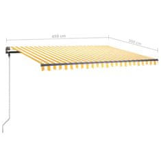 Vidaxl Prostostoječa ročno zložljiva tenda 450x300 cm rumena/bela