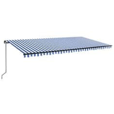 Vidaxl Ročno zložljiva tenda z LED lučmi 600x300 cm modra in bela