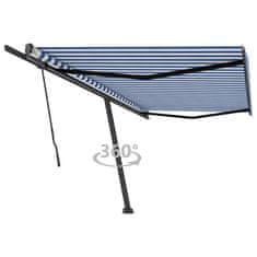 Vidaxl Prostostoječa ročno zložljiva tenda 500x300 cm modra/bela