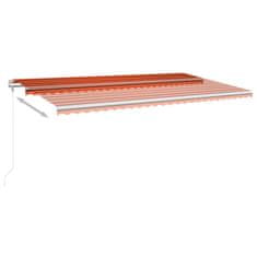 Vidaxl Avtomatska tenda LED + senzor 600x300 cm oranžno/rjava