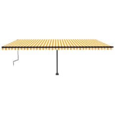 Vidaxl Ročno zložljiva tenda z LED lučkami 600x350 cm rumena in bela