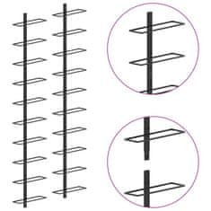 Vidaxl Stensko stojalo za vino za 20 steklenic 2 kosa črna kovina