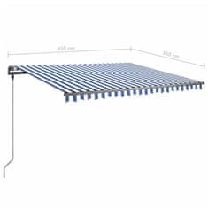 Vidaxl Prostostoječa ročno zložljiva tenda 450x350 cm modra/bela