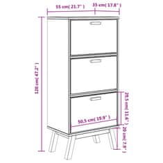 Vidaxl Omarica za čevlje OLDEN siva in rjava 55x35x120 cm borovina