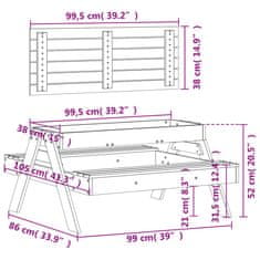 Vidaxl Miza za piknik s peskovnikom za otroke trden les douglas