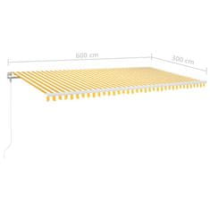 Vidaxl Avtomatska tenda LED + senzor 600x300 cm rumeno/bela